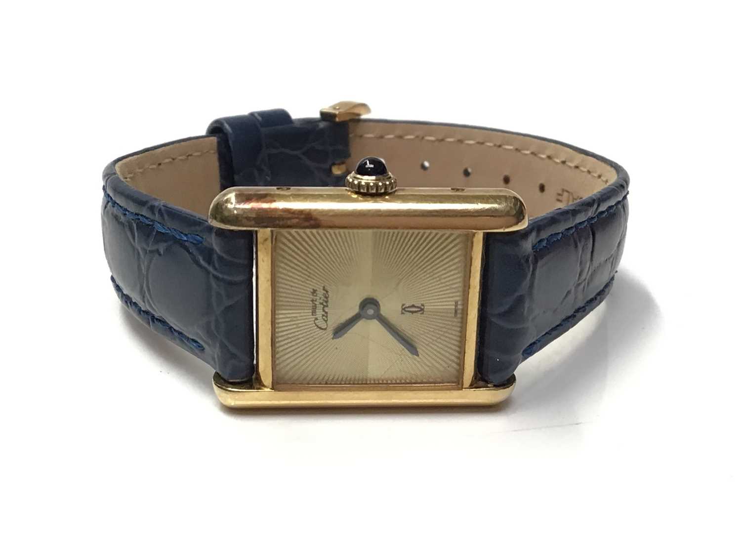Lot 18 - Ladies Cartier Must de Cartier silver gilt tank wristwatch