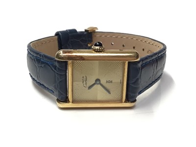 Lot 18 - Ladies Cartier Must de Cartier silver gilt tank wristwatch
