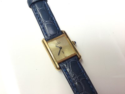 Lot 18 - Ladies Cartier Must de Cartier silver gilt tank wristwatch