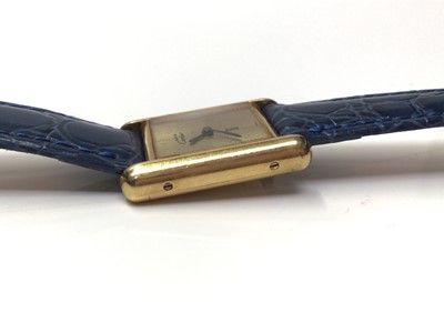 Lot 18 - Ladies Cartier Must de Cartier silver gilt tank wristwatch