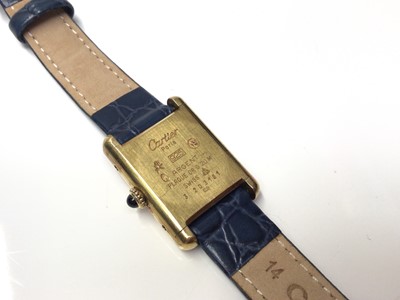 Lot 18 - Ladies Cartier Must de Cartier silver gilt tank wristwatch
