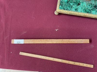 Lot 828 - Rare 18th century boxwood rule with three slides, each with measurements, the removeable rules with Ale, Wine, Malt etc, measurements for use by Customs & Excise in the brewery trade. Stamped 'E. R...
