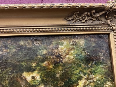 Lot 1174 - Robert Burrows (1810-1883) oil on canvas - extensive river landscape with figure in a punt, signed, 61cm x 91cm, in gilt frame
