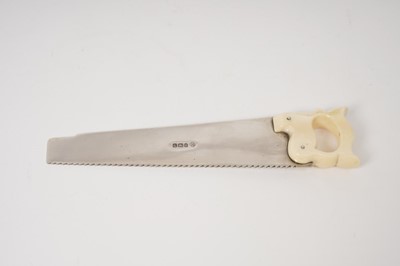 Lot 251 - Victorian silver cucumber saw, with carved ivory handle (Sheffield 1899)