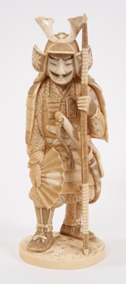 Lot 731 - Good quality late 19th century Japanese carved ivory figure of a samurai warrior