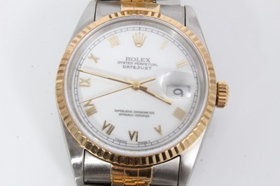 Lot 560 - Gentlemen’s Rolex Oyster Perpetual DateJust gold and steel wristwatch