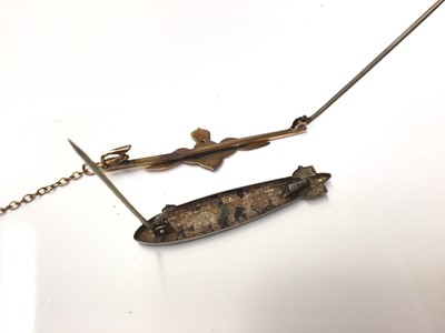 Lot 44 - Early 20th century 9ct gold RAF sweetheart brooch and a rare Hindenburg Zeplin brooch
