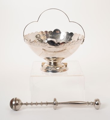 Lot 274 - 19th century silver plated holy water dish and sprinkler