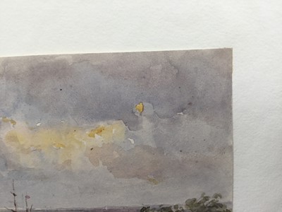 Lot 1205 - Thomas Churchyard (1798-1865) watercolour - shipping off the coast, inscribed 'Laura' verso, 9.5cm x 12.5cm, unframed 
Provenance: part of an album purchased by the late Edward Packard from Arnott...