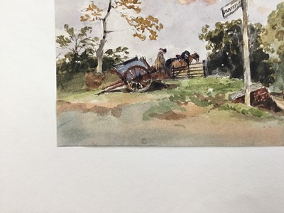 Lot 1206 - Thomas Churchyard (1798-1865) watercolour - cart in a rural lane, 12.5cm x 16cm, unframed