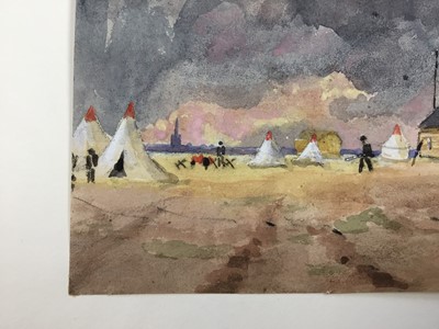 Lot 1208 - Thomas Churchyard (1798-1865) watercolour - Landguard Fort, thunderstorm approaching, inscribed to paper backing mount, 14.5cm x 20cm, unframed