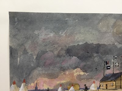 Lot 1208 - Thomas Churchyard (1798-1865) watercolour - Landguard Fort, thunderstorm approaching, inscribed to paper backing mount, 14.5cm x 20cm, unframed