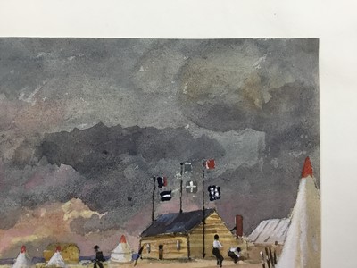 Lot 1208 - Thomas Churchyard (1798-1865) watercolour - Landguard Fort, thunderstorm approaching, inscribed to paper backing mount, 14.5cm x 20cm, unframed