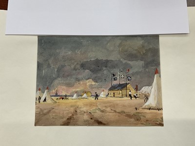 Lot 1208 - Thomas Churchyard (1798-1865) watercolour - Landguard Fort, thunderstorm approaching, inscribed to paper backing mount, 14.5cm x 20cm, unframed