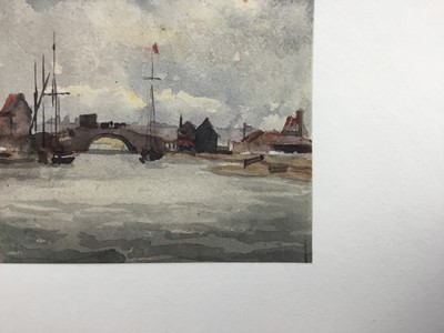 Lot 1210 - Thomas Churchyard (1798-1865) watercolour - bridge over the river, 9.5cm x 12.5cm, unframed