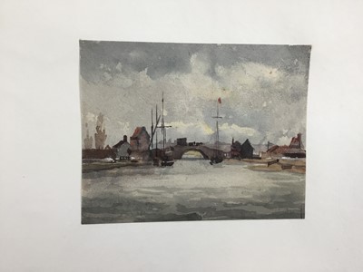 Lot 1210 - Thomas Churchyard (1798-1865) watercolour - bridge over the river, 9.5cm x 12.5cm, unframed