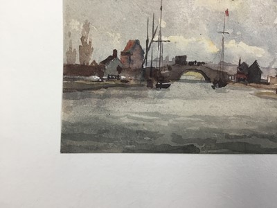 Lot 1210 - Thomas Churchyard (1798-1865) watercolour - bridge over the river, 9.5cm x 12.5cm, unframed