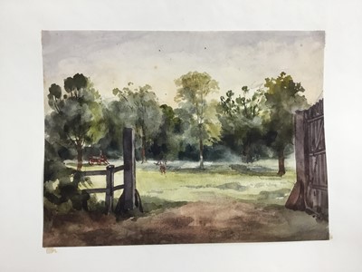 Lot 1212 - Thomas Churchyard (1798-1865) watercolour - Melton landscape, inscribed to paper backing mount, 15cm x 20cm, unframed