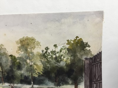 Lot 1212 - Thomas Churchyard (1798-1865) watercolour - Melton landscape, inscribed to paper backing mount, 15cm x 20cm, unframed