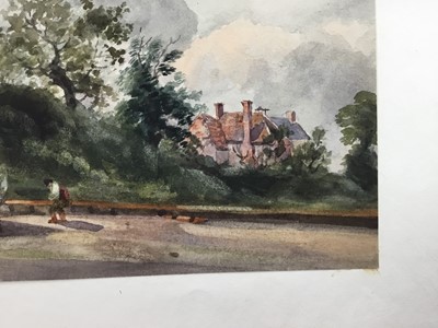 Lot 1213 - Thomas Churchyard (1798-1865) watercolour - fishing boat on the shore, a country house beyond, 15cm x 20cm, unframed