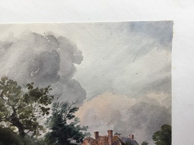 Lot 1213 - Thomas Churchyard (1798-1865) watercolour - fishing boat on the shore, a country house beyond, 15cm x 20cm, unframed