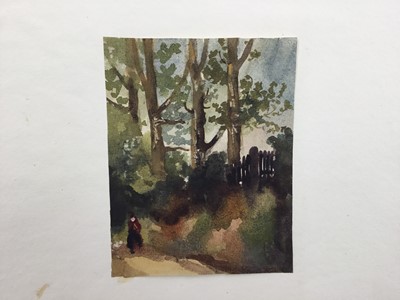 Lot 1214 - Thomas Churchyard (1798-1865) watercolour - figure in a rural lane, 12.5cm x 9.5cm, unframed