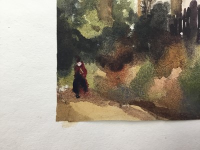 Lot 1214 - Thomas Churchyard (1798-1865) watercolour - figure in a rural lane, 12.5cm x 9.5cm, unframed