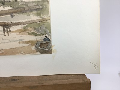 Lot 1216 - Thomas Churchyard (1798-1865) watercolour and charcoal - fishing boats at anchor, 15.5cm x 23cm, unframed
