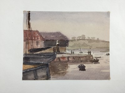 Lot 1220 - Thomas Churchyard (1798-1865) watercolour - East Anglian Harbour, 10cm x 12.5cm, unframed