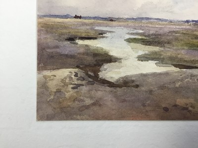 Lot 1223 - Thomas Churchyard (1798-1865) watercolour - East Anglian marshes, indistinctly inscribed to paper backing mount, 10cm x 12.5cm, unframed