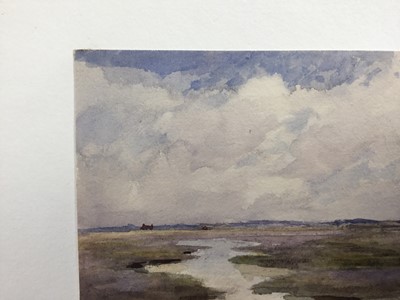 Lot 1223 - Thomas Churchyard (1798-1865) watercolour - East Anglian marshes, indistinctly inscribed to paper backing mount, 10cm x 12.5cm, unframed
