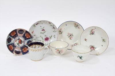 Lot 194 - A Liverpool tea bowl and saucer, painted with flowers, blue border, circa 1800, and other items