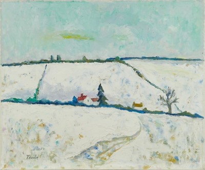 Lot 95 - *John Hanbury Pawle (1915-2010) oil on canvas - winter landscape, signed, 61cm x 51cm, unframed