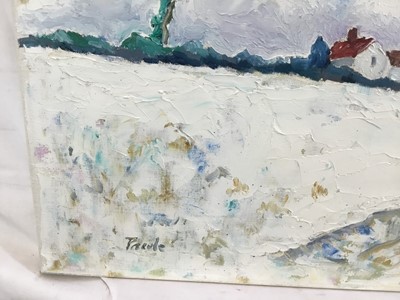 Lot 95 - *John Hanbury Pawle (1915-2010) oil on canvas - winter landscape, signed, 61cm x 51cm, unframed
