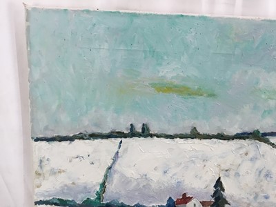 Lot 95 - *John Hanbury Pawle (1915-2010) oil on canvas - winter landscape, signed, 61cm x 51cm, unframed