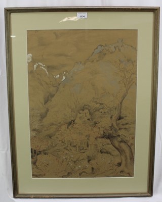 Lot 1134 - Major Richard ‘Dick’ Heseltine M.C. (1914-2012) pencil, ink and wash - Centre of Resistance, Corsica, initialled, 59cm x 42cm, in glazed frame 
Exhibited: Colchester Art Society