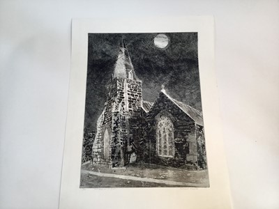 Lot 1188 - *Richard Bawden RWS NEAC RE (b.1936) print - 'Full Moon at St. Ewe', signed and numbered 7/100, 40cm x 55cm, unframed