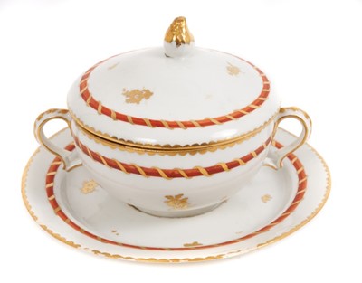 Lot 110 - A rare Bristol ecuelle, cover and trembleuse stand, circa 1775