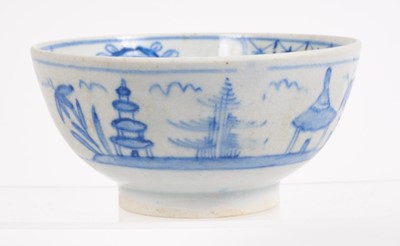 Lot 122 - A rare very early Bow blue and white bowl, circa 1749-50