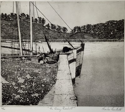 Lot 1194 - *Charles Bartlett (1921-2014) etching - 'The Quay, Ramsholt', signed and numbered 30/60, 35cm x 29.5cm