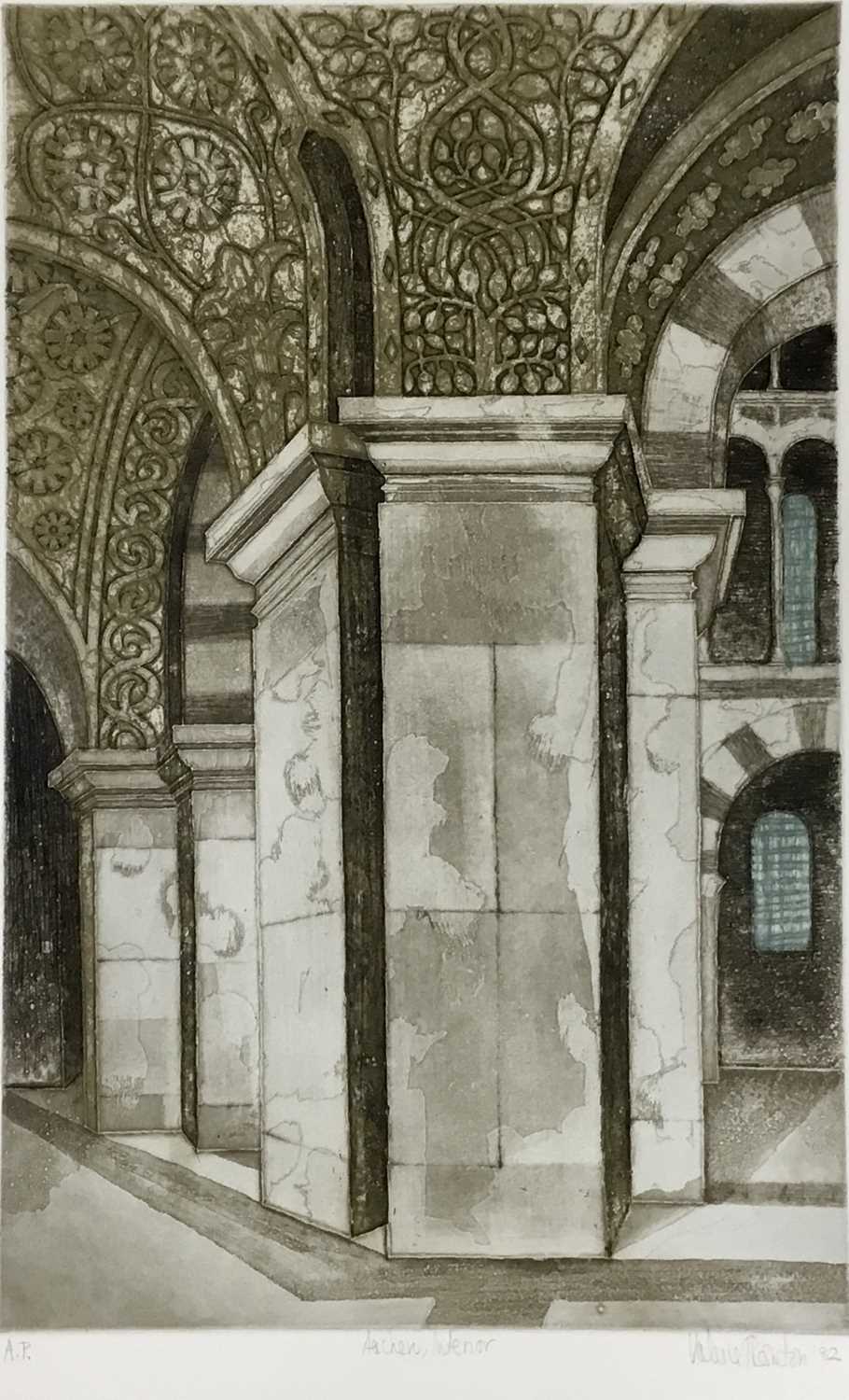 Lot 1197 - *Valerie Thornton (1931-1991) two etchings - 'Aachen, Interior', signed A.P., 34cm x 54cm together with 'Castillo Nuevo', signed and numbered 47/50, 42cm x 26cm (2)