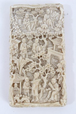 Lot 226 - Late 19th century Chinese carved ivory card case