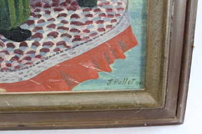 Lot 1184 - *Joyce Pallot, 1940s oil on canvas - portrait of a lady and black cat, signed and dated, framed