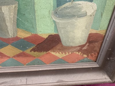 Lot 1186 - *Joyce Pallot oil on canvas - Kitchen Interior, signed and dated 1934, framed