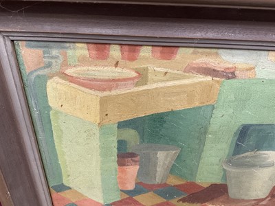 Lot 1186 - *Joyce Pallot oil on canvas - Kitchen Interior, signed and dated 1934, framed