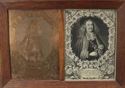 Lot 1138 - Jacob Sandrart, 17th century copper plate engraving of a Gentleman presented together with original copper plate.