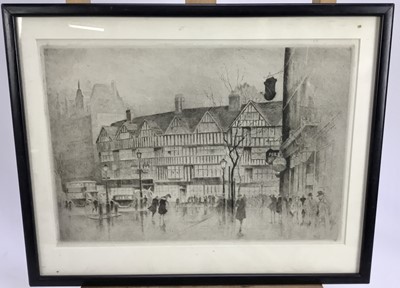 Lot 58 - Early 20th century etching - High Holborn London, 34cm x 24cm in glazed frame