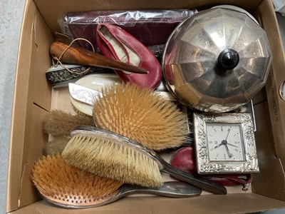 Lot 30 - Silver dressing table set together with miscellaneous items