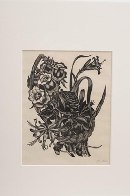 Lot 1079 - John Northcote Nash (1893-1977) set of four signed woodcuts - The Four Seasons from 'Flowers and Faces', mounted
