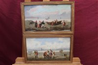 Lot 1182 - F. Robin, pair oils on panel - Flemish beach...